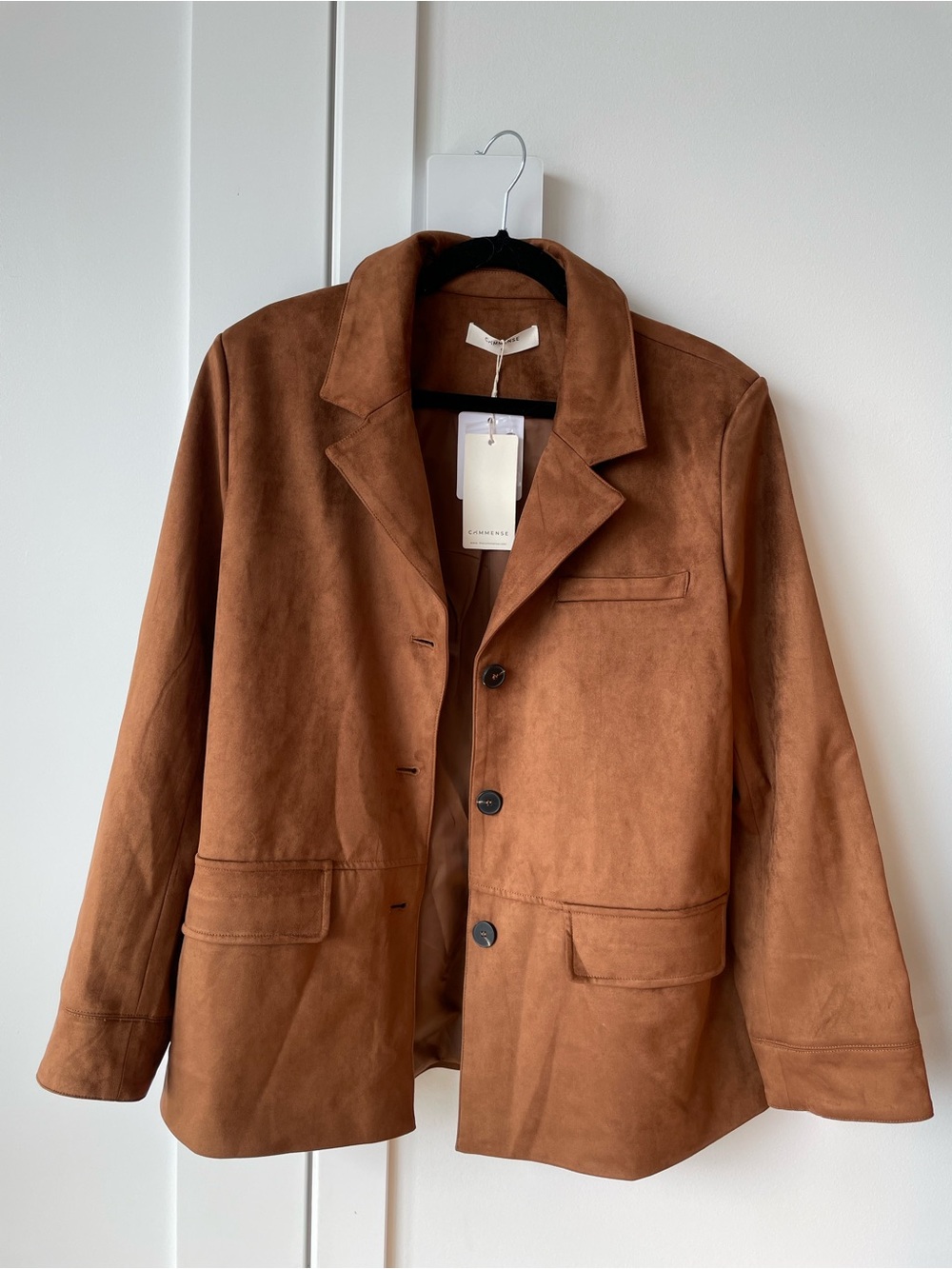 Commense Suede-Look Brown Blazer Jacket - Picture 2 of 3